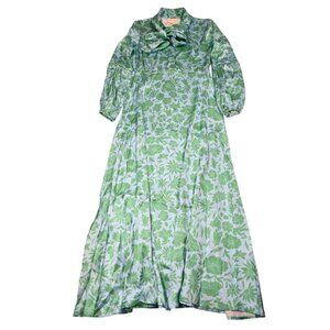 Maria de la Orden Coco Dress in Blue Green Flowers